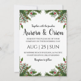 エレガントなタイポグラフィーのクリスマスウェディングカード 招待状