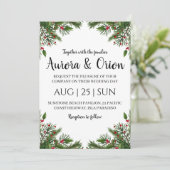 エレガントなタイポグラフィーのクリスマスウェディングカード 招待状 (スタンド正面)