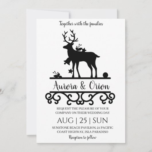 エレガントなタイポグラフィーのクリスマスウェディングカード 招待状 (正面)