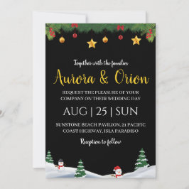 エレガントなタイポグラフィーのクリスマスウェディングカード 招待状