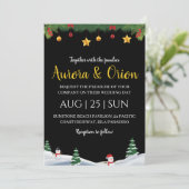 エレガントなタイポグラフィーのクリスマスウェディングカード 招待状 (スタンド正面)