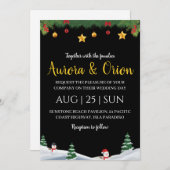 エレガントなタイポグラフィーのクリスマスウェディングカード 招待状 (正面/裏面)