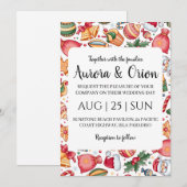 エレガントなタイポグラフィーのクリスマスウェディングカード 招待状 (正面/裏面)