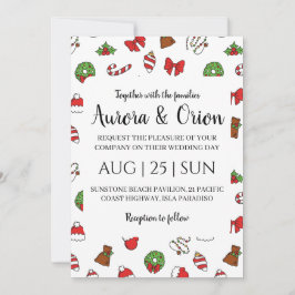 エレガントなタイポグラフィーのクリスマスウェディングカード 招待状