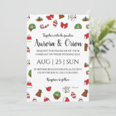 エレガントなタイポグラフィーのクリスマスウェディングカード 招待状 (スタンド正面)