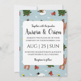 エレガントなタイポグラフィーのクリスマスウェディングカード 招待状