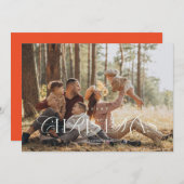 エレガントなタイポグラフィーの写真クリスマスカード 招待状 (正面/裏面)