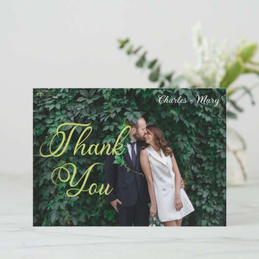 エレガントなタイポグラフィーの写真サンクスカード サンキューカード (スタンド正面)