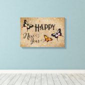 エレガントなタイポグラフィーの蝶と星のニューミ年 キャンバスプリント (インサイチュ (ウッドフロア))