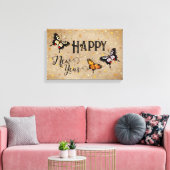 エレガントなタイポグラフィーの蝶と星のニューミ年 キャンバスプリント (インサイチュ (リビング))