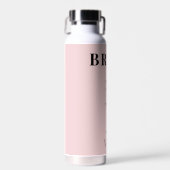 エレガントなタイポグラフィー名前のスクリプトでパーソナライズされた花嫁 ウォーターボトル (正面)