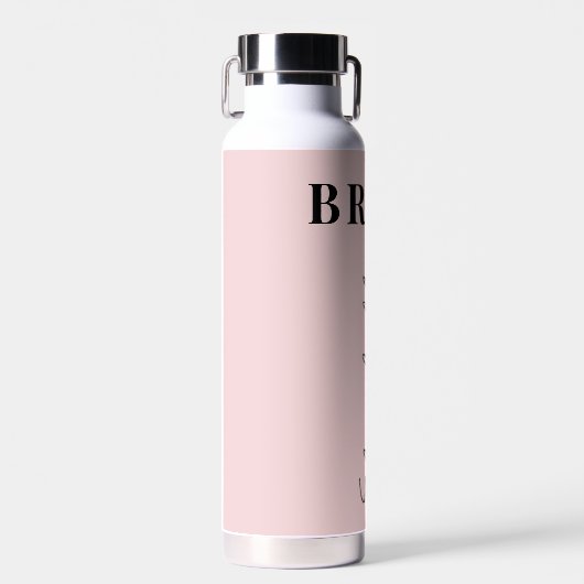 エレガントなタイポグラフィー名前のスクリプトでパーソナライズされた花嫁 ウォーターボトル (正面)