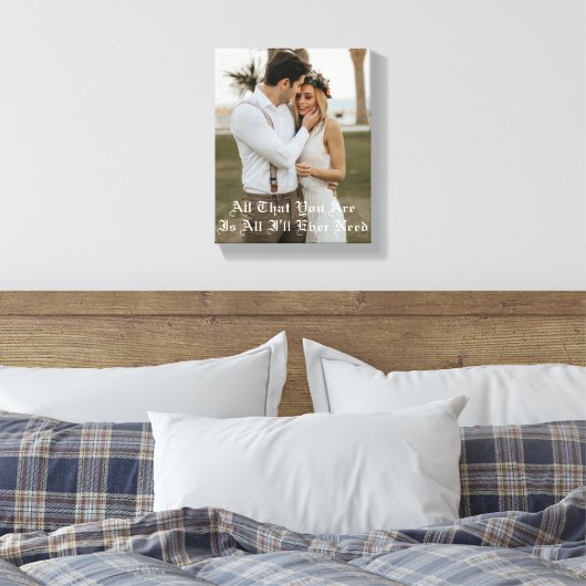 エレガントなタイポグラフィー ウェディング フォト アニバーサリー キャンバスプリント (インサイチュ (寝室))