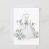 エレガントなタイポグラフィー カリグラフィー スクリプト ウェディングドレス サンキューカード (正面/裏面)