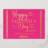 エレガントなタイポグラフィー バレンタインデーのスタンプ 箔シーズンカード (正面)