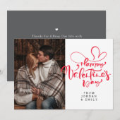 エレガントなタイポグラフィー バレンタインデー おめでとう 1枚の写真 シーズンカード (正面/裏面)