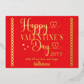 エレガントなタイポグラフィー バレンタインデー スタンプ 箔シーズンカード (正面)