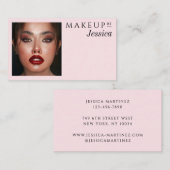 エレガントなタイポグラフィー ブラッシュピンク フォト メイクアップ 名刺 (正面/裏面)