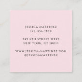 エレガントなタイポグラフィー ブラッシュピンク 3 枚の写真 メイクアップ スクエア名刺 (裏面)