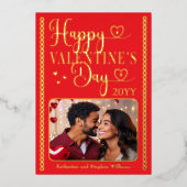 エレガントなタイポグラフィー　写真　ハッピー バレンタインデー 箔シーズンカード (正面)