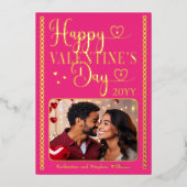 エレガントなタイポグラフィー　写真　ハッピー バレンタインデー 箔シーズンカード (正面)