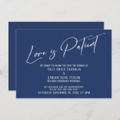 エレガントなタイポグラフィー 愛は忍耐強い ネイビーカード 招待状 (正面/裏面)
