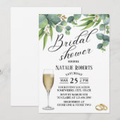 エレガントなタイポグラフィー 植物 花 ブライダルシャワー 招待状 (正面/裏面)