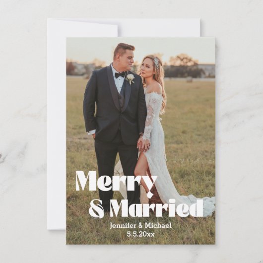 エレガントなタイポグラフィー 結婚おめでとう 2枚の写真 シーズンカード (正面)