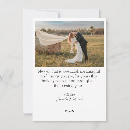 エレガントなタイポグラフィー 結婚おめでとう 2枚の写真 シーズンカード (裏面)