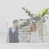 エレガントなタイポグラフィー 結婚式 RSVP QRコード 2枚の写真 招待状 (スタンド正面)
