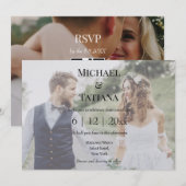 エレガントなタイポグラフィー 結婚式 RSVP QRコード 2枚の写真 招待状 (正面/裏面)