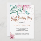 エレガントなタイポグラフィー 30th フラワーバースデーパーティー 招待状 (正面)