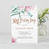 エレガントなタイポグラフィー 30th フラワーバースデーパーティー 招待状 (スタンド正面)
