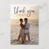 エレガントなタイポグラフィ最小限の写真結婚式 サンキューカード (正面)