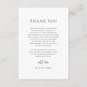 エレガントなタイポグラフィ最小限の写真結婚式 サンキューカード (裏面)