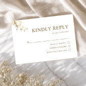 エレガントなタイポグラフィ 白とゴールドの結婚式RSVP 出欠カード
