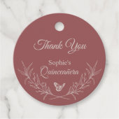 エレガントなタイムレス ローズ モーヴ キンセアニエラ 記念品タグ フェイバータグ (正面)