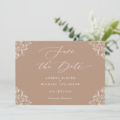エレガントなタウペの結婚式セーブ・ザ・デートカード セーブザデート (スタンド正面)