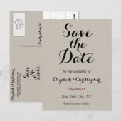 エレガントなタウペの結婚式Save the Date ポストカード (正面/裏面)
