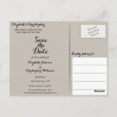 エレガントなタウペの結婚式Save the Date ポストカード (裏面)