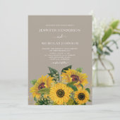 エレガントなタウペ フローラル ウェディング 招待状 (スタンド正面)