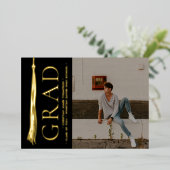 エレガントなタッセル卒業パーティー カスタム フォト 箔シーズンカード (立ち正面)