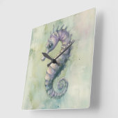 エレガントなタツノオトシゴの壁掛け時計 スクエア壁時計 (傾斜)