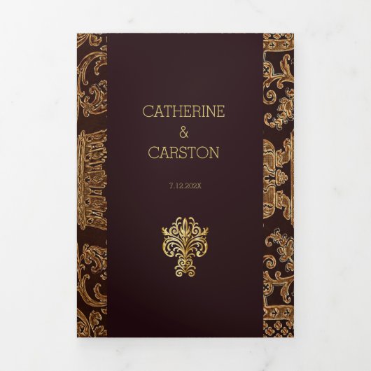 エレガントなタペストリーウェディング 三つ折り招待状 (カバー)