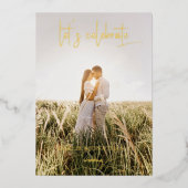 エレガントなタンポポの願いを祝おう フォト 箔招待状 (正面)