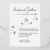 エレガントなタンポポの願いを祝おう フォト 箔招待状 (裏面)