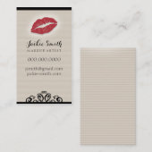 エレガントなタンPinのストライプな唇/口紅の化粧の芸術 名刺 (正面/裏面)