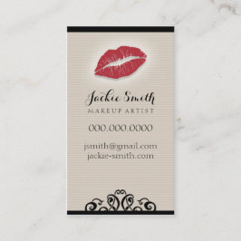 エレガントなタンPinのストライプな唇/口紅の化粧の芸術 名刺