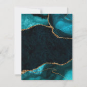 エレガントなターコイズとゴールドのフェイク グリッター マーブル アゲート 出欠カード (裏面)