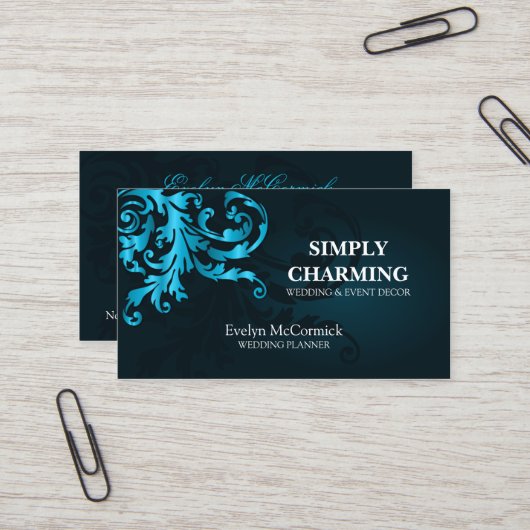 エレガントなターコイズのきらめくの華麗さ 名刺 (正面/裏面インサイチュ)